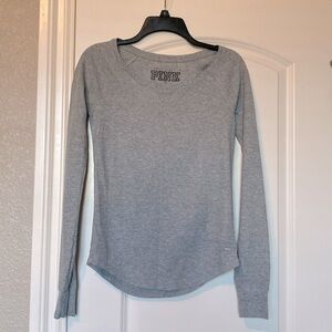 Women’s long sleeve, small PINK brand Tshirt, medium gray color,